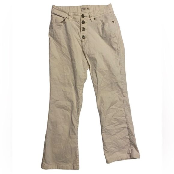 Toad&Co Earthworks Wm’s Sz 6 Khaki Button Fly Kick Flare Casual Pant - Picture 1 of 5
